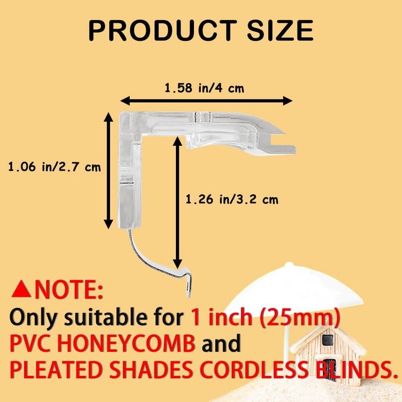 Antfly 4 PCS Mounting Bracket with Metal Clip, Hidden Mounting Bracket Clips for 1" (25mm) Pleated Shades Cordless Blinds Headrail &Cordless Honeycomb - Image 2